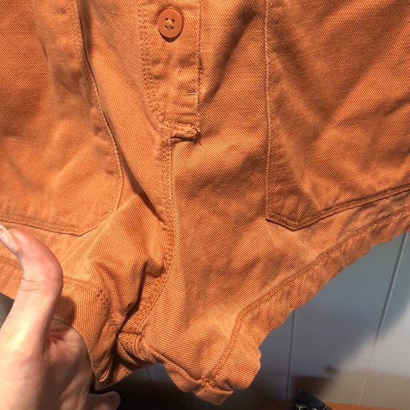 jordache shorts romper cotton and rayon copper spice color belted L - Picture 7 of 10